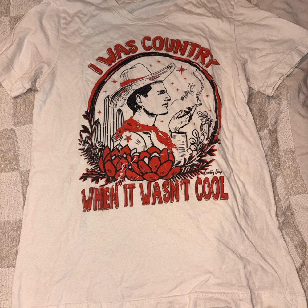 White Graphic Tee - "I Was Country"